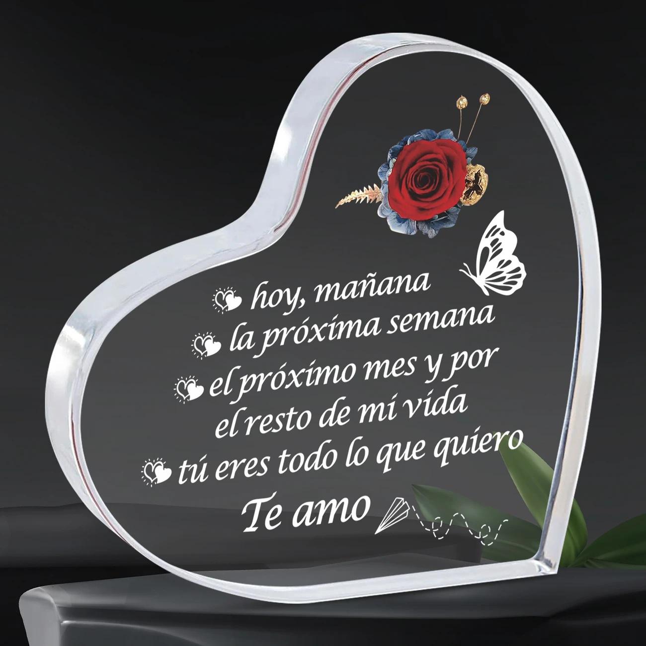 Тема Дня благодарения и Рождества Испанский Подарок Акриловая Пластина | Подходит для: Свадебная годовщина/ Романтическое признание/ Свадьба пары (для мужчин и женщин) 10*10cm