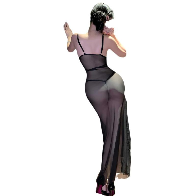 Sex Underwear Perspective Lace Dress Night Club Professional Uniform Night Club Tight Hip Cheongsam Sexy Backless