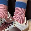 Warm-toned Socks for Women In Autumn, with Contrasting Colors, Seam Stitching, Retro and Casual Mid-calf, Student Sweat-absorbing Pile