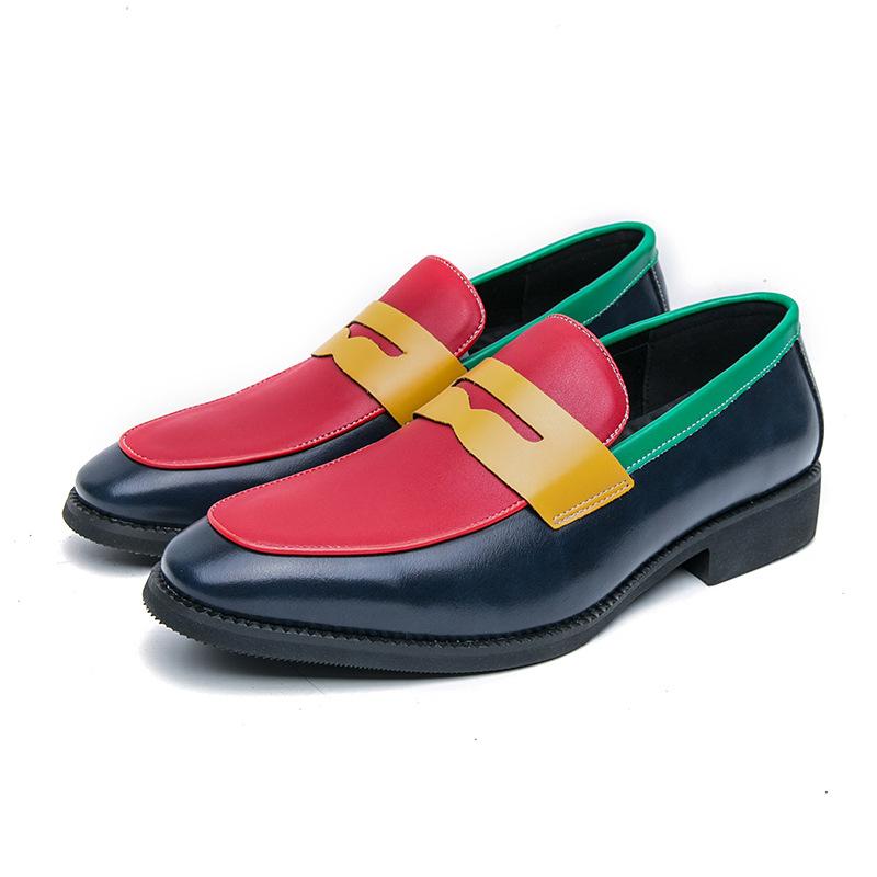 Men's loafers large size new casual leather shoes fashion color matching one-pedal lazy shoes men's fringed shoes