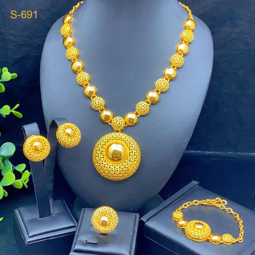 2026 Dubai Bridal Wedding Zircon Pearl Necklace Ring Earrings Bracelet Four-piece Women's Banquet Jewelry Set