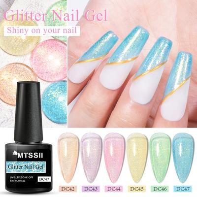 MTSSII 6ml Glitter Nail Gel Sparkly Sequins UV LED Soak Off Varnish For Manicure Semi Permanent Nail Art Gel Polish