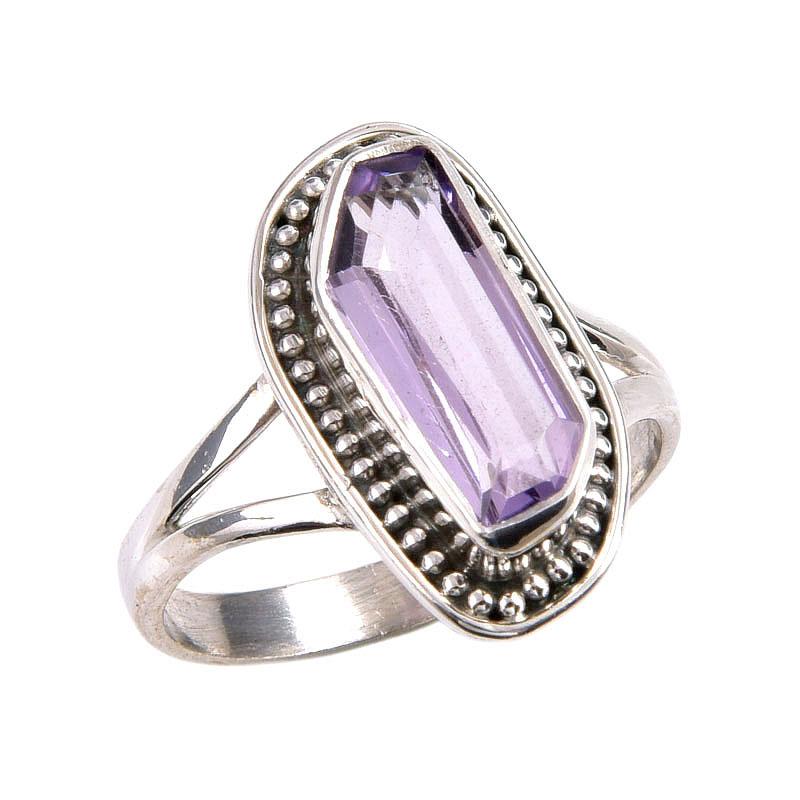 Natural Pink Amethyst Gemstone Handmade 925 Solid Silver Jewelry Ring S.9.5 I5L84