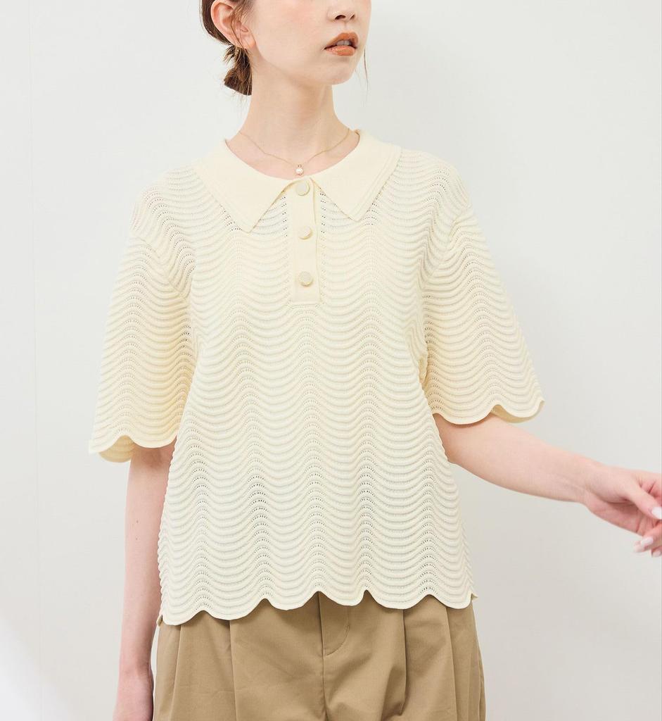 ROPE PICNIC Knit Pullover with Ripple Natural Women's Collar, GDM45030, (16)