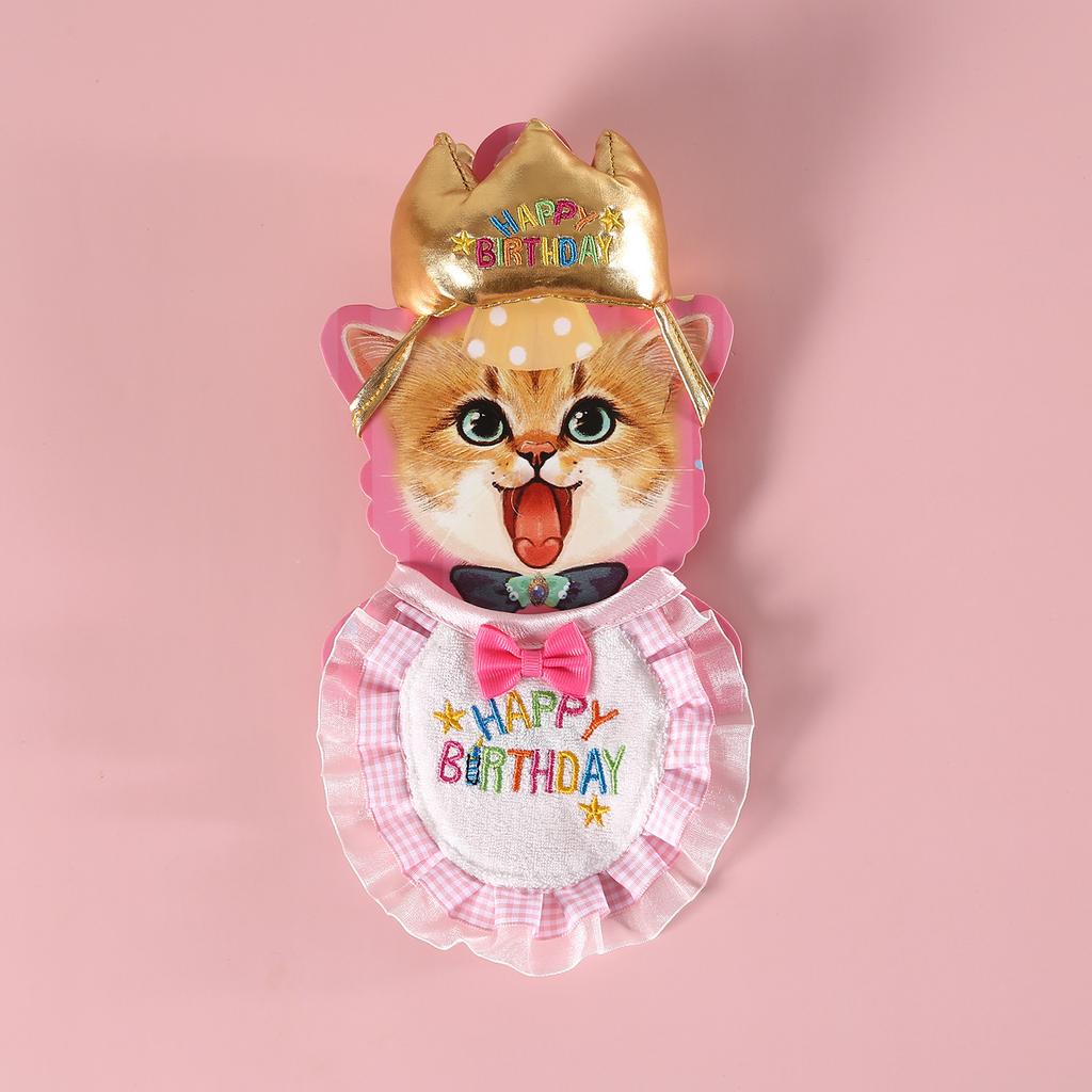 Birthday Cap for Dog Set Cat Dog Pet Polka Dot Scarf Hat Collar Pet Headwear Photography Props Birthday Decoration Pet Supplies