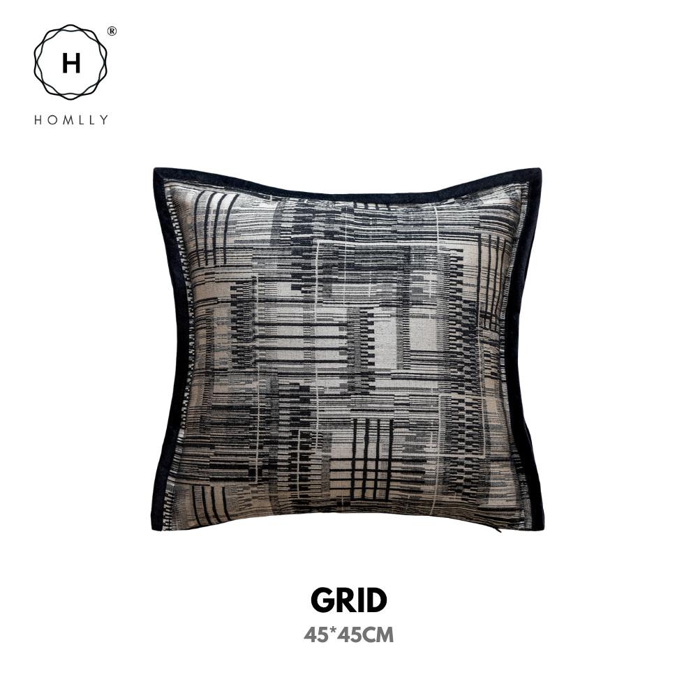 Homlly Noir Monochrome Decorative Pillow Cushion Cover (x2pcs) GRID 45X45CM x2pcs