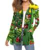 Women's Fashion Christmas Print Long-Sleeved Pocketed Slim-Fit Cardigan Coat