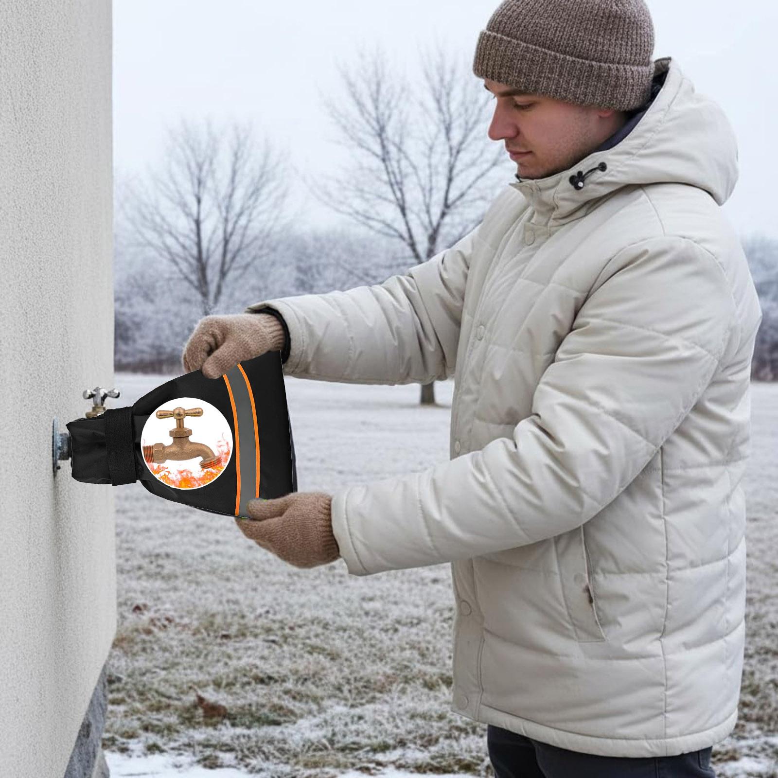 

Зимовий чохол для крана, Зовнішній світловідбиваючий захисний чохол для крана One Size чорний