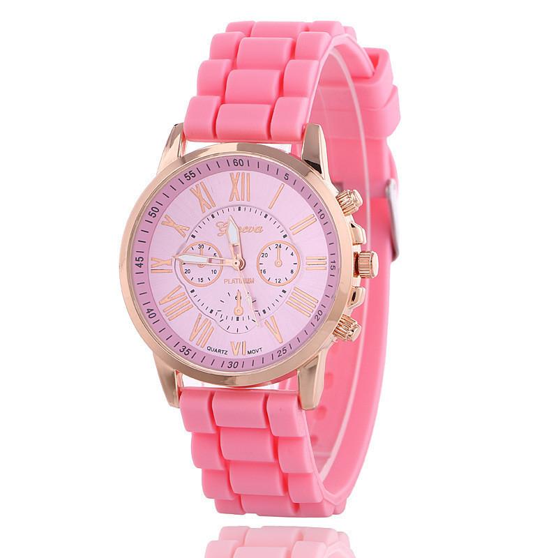 Silicone Case Ladies Quartz Watch With World Time Function For Fashion Students