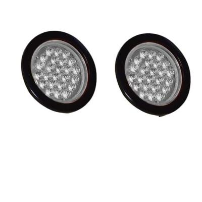 2 ks 4" okrúhle biele LED cúvacie zadné svetlá s gumovým tesnením pre nákladné vozidlá, prívesy, obytné vozidlá, lode – 12V