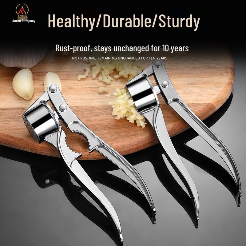 Durable Zinc Alloy Multi-Functional Garlic Press & Masher with Peeler