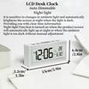 Battery Powered Digital Alarm Clock TEMP Date Backlight Night-light Unlimited Snooze Table Clock 12/24H Auto Dimmable LCD Clock