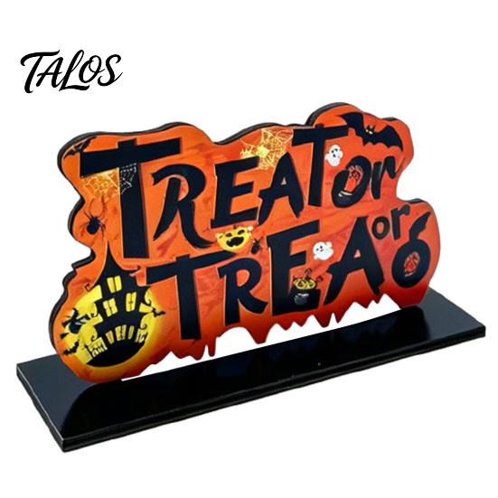 Pumpkin Castle Ghost Decor Halloween Wooden Tabletop Ornaments, Freestanding Solid Wood Letter Signs, Decorative Table Centerpiece Festive Holiday