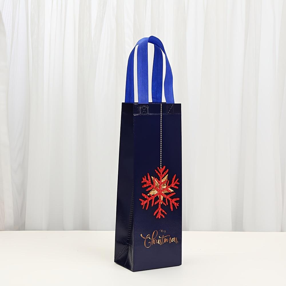 12pcs Festive Christmas Wine Bottle Gift Bags with Handles - 35.0cm X 11.99cm X 8.99cm Durable Polyester, Holiday Designs