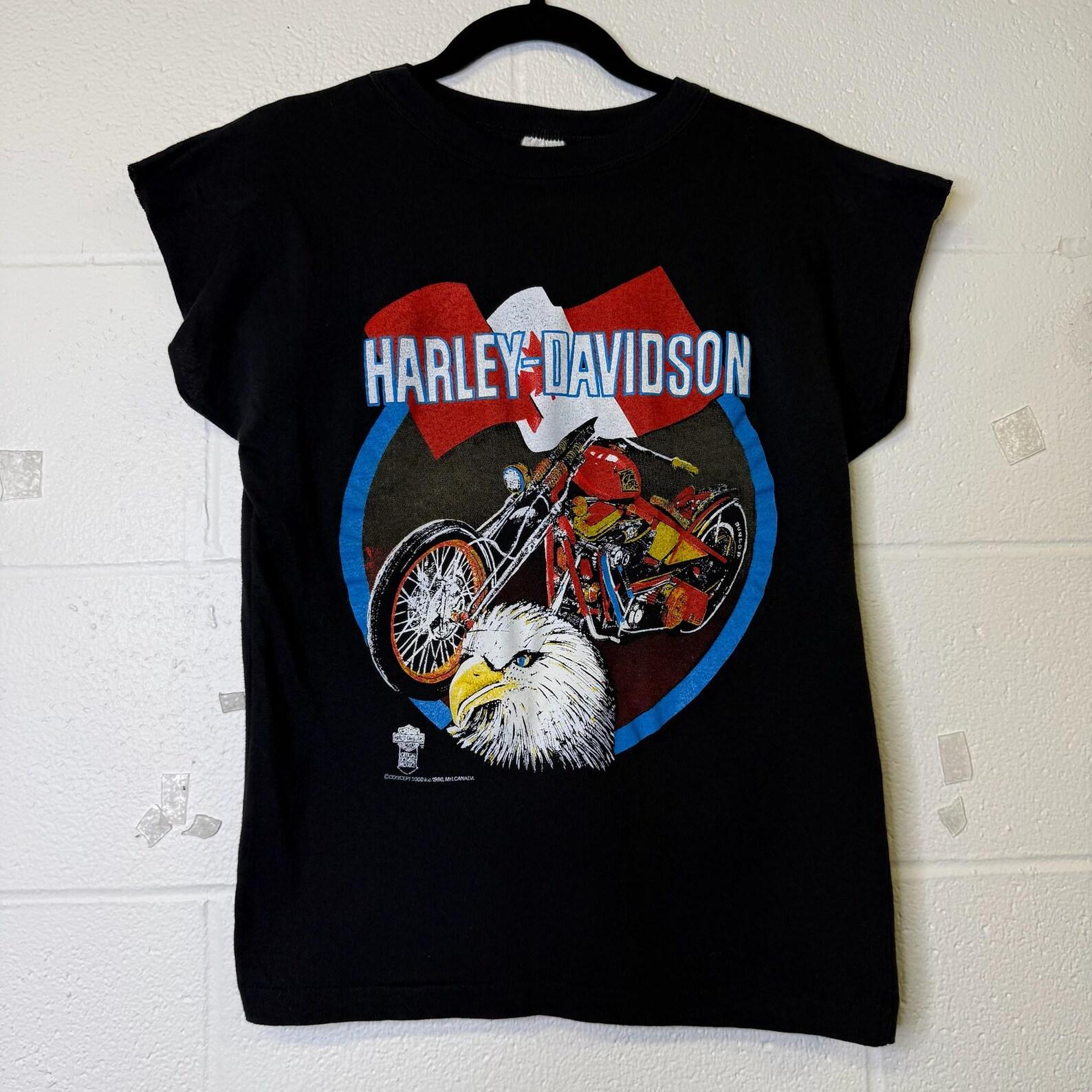 1990 Harley Davidson Canada Chopped T shirt Sz M (B1357) XL