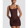 Dámské čtvercový výstřih bez rukávů mini šaty bodycon vysoký pas sexy řasené klubové mini šaty