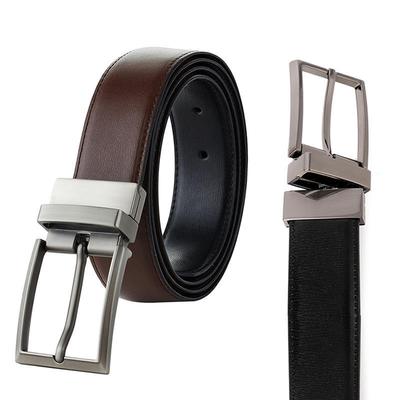 Leather Belt Men'S Business Medium Green Belt Gift Double-Sided Two-Layer Cowhide Pin Buckle Belt