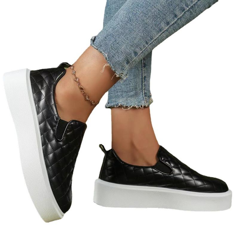 European and American Flat Shoes Women's 2024 Spring and Autumn New Leisure Vulcanized Shoes Thick Sole Lazy Shoes Zapatos Mujer