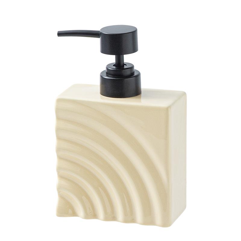 Modern Wave Stripe Ceramic Lotion Bottle Hotel Bathroom Shampoo Shower Gel Dispensing Bottle Square Press Soap Dispenser Bottle