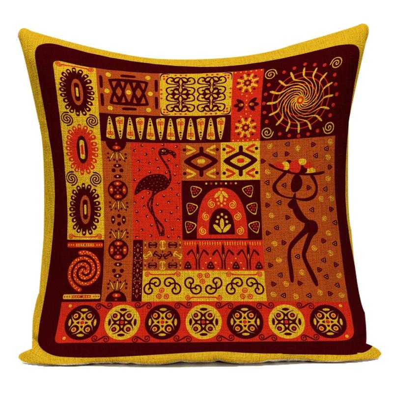 African Style Animal Elephant Geometric Polyester Pillow Covers Decorative Sofa Home Cushion Cover For Living Room Decoration