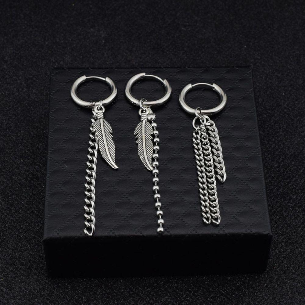 

Темпераментные подвески в виде перьев в стиле панк, корейский стиль, серьги, мужские серьги-гвоздики, женские серьги-клипсы, K-pop, манжеты для ушей