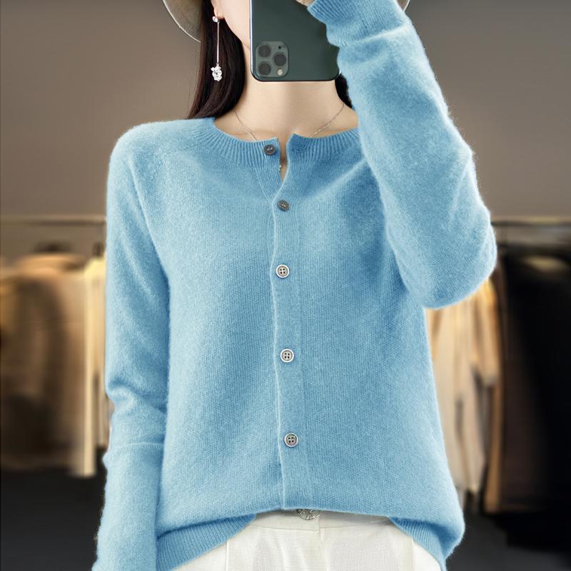 Fashion Women Cardigans Cashmere Sweater Autumn Winter O-neck Long Sleeve Knitwear Female Basic Clothing Tops