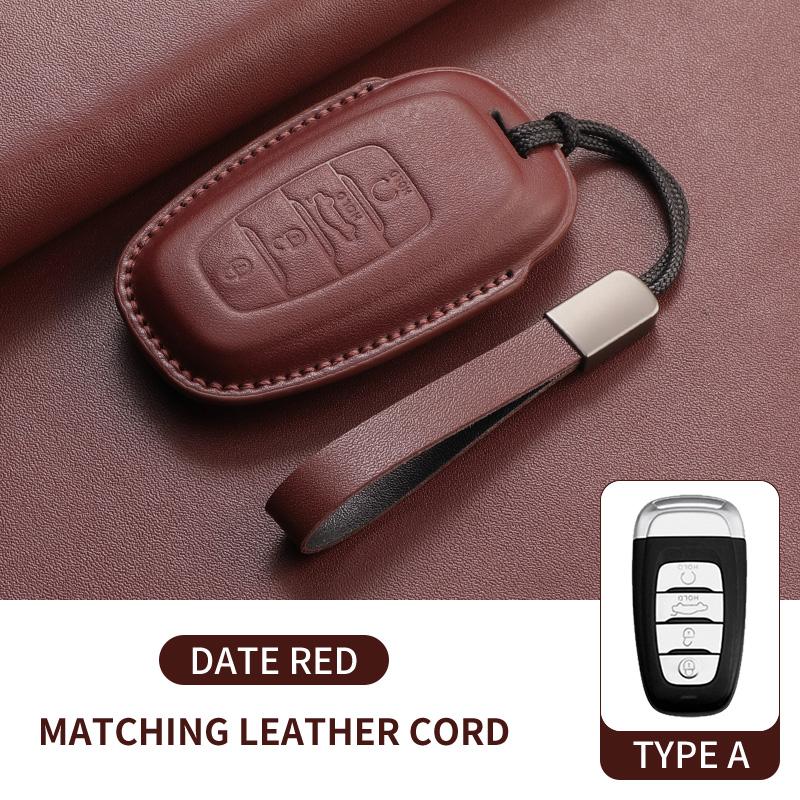 Leather Car Remote Key Case Cover Shell Fob For FAW Hongqi H5 HS5 H9 HS7 H7 L5 HS3 L9 E-HS9 E-QM5 LS7 E-HS3 Keychain Accessories