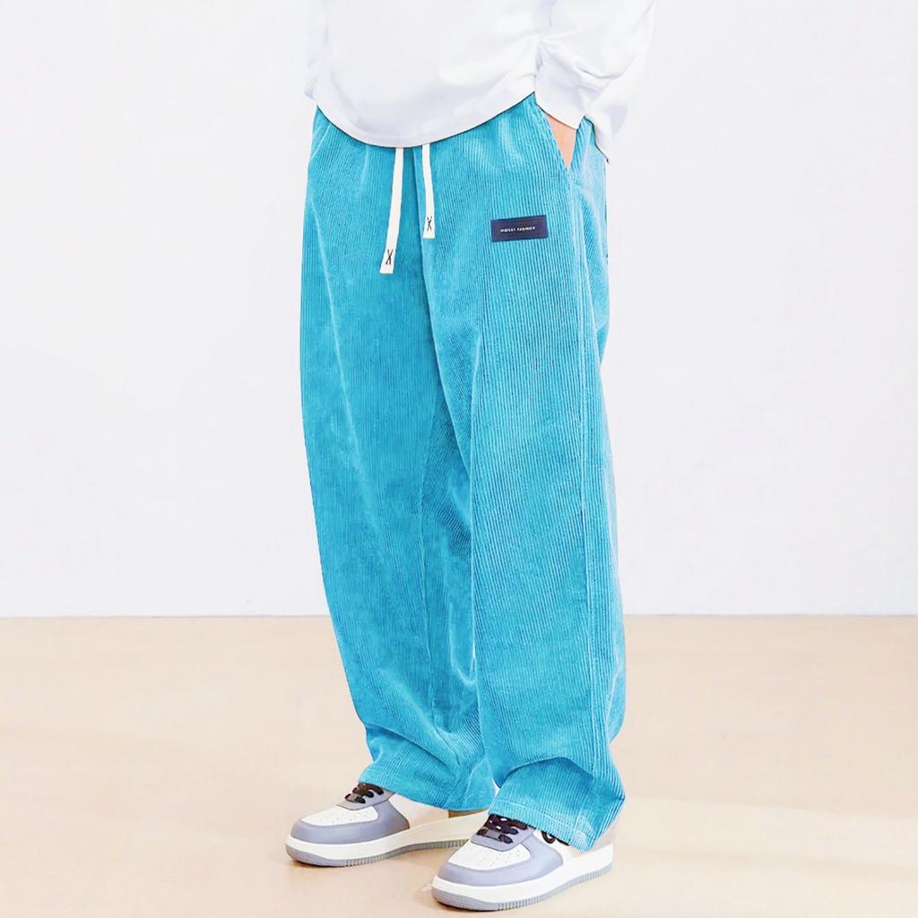 Herren Mode Corduroy Textur Lässig Sportlich Gerade Beine Hosen Elastischer Bund Kordelzug Bequeme Passform Strapazierfähiges Material