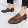 Luxury Fashion Designer New Black Brown Pu Leather Casual Shoes For Men Slip On Loafter Formal Wedding Dress Homecoming