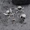Dark Gothic Full of Black Rhinestone Spider Broochs for Men Women Halloween Retro Punk Skull Pin Personality Decorative Jewelry