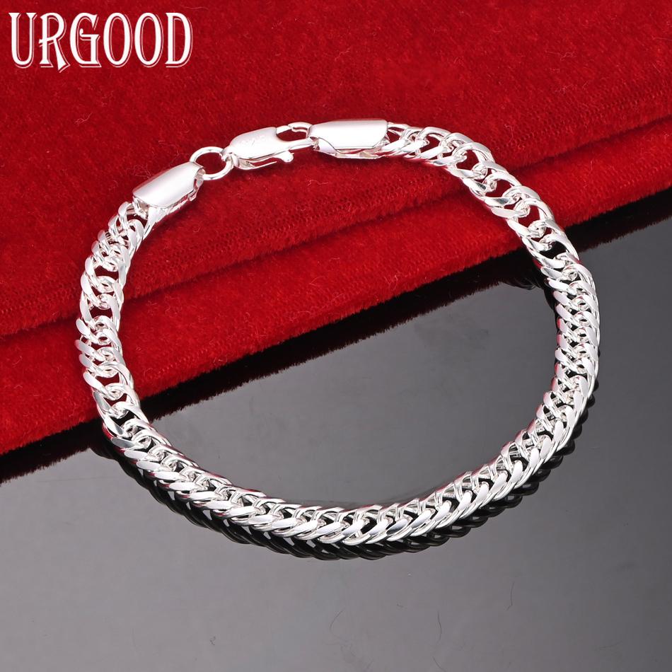 925 Sterling Silver Side Chain Bracelet Wedding Jewelry