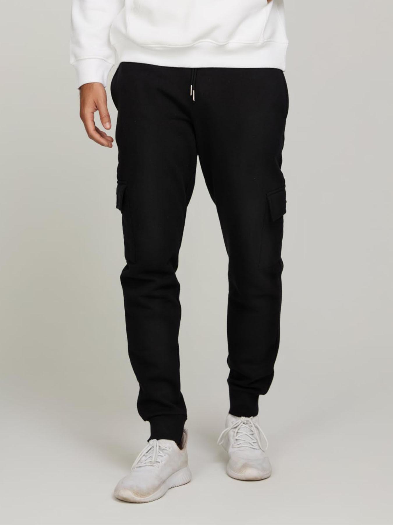 Top Men Wardrobe Heren casual fitness- en hardloopbroek met meerdere zakken en fluwelen manchetten L