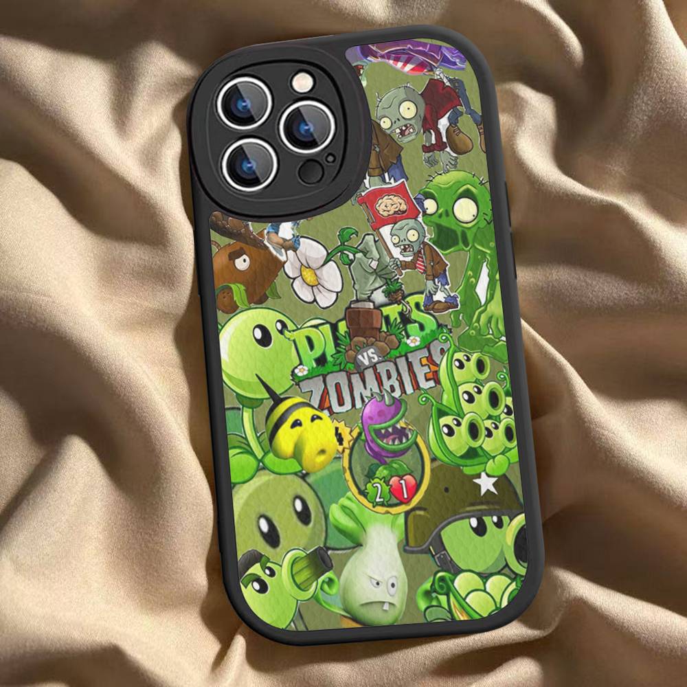Game P-Plants Z-Zombies Phone Case For IPhone 16 15 14 13 Pro Max 11 12 Plus Leather Silicone Cover