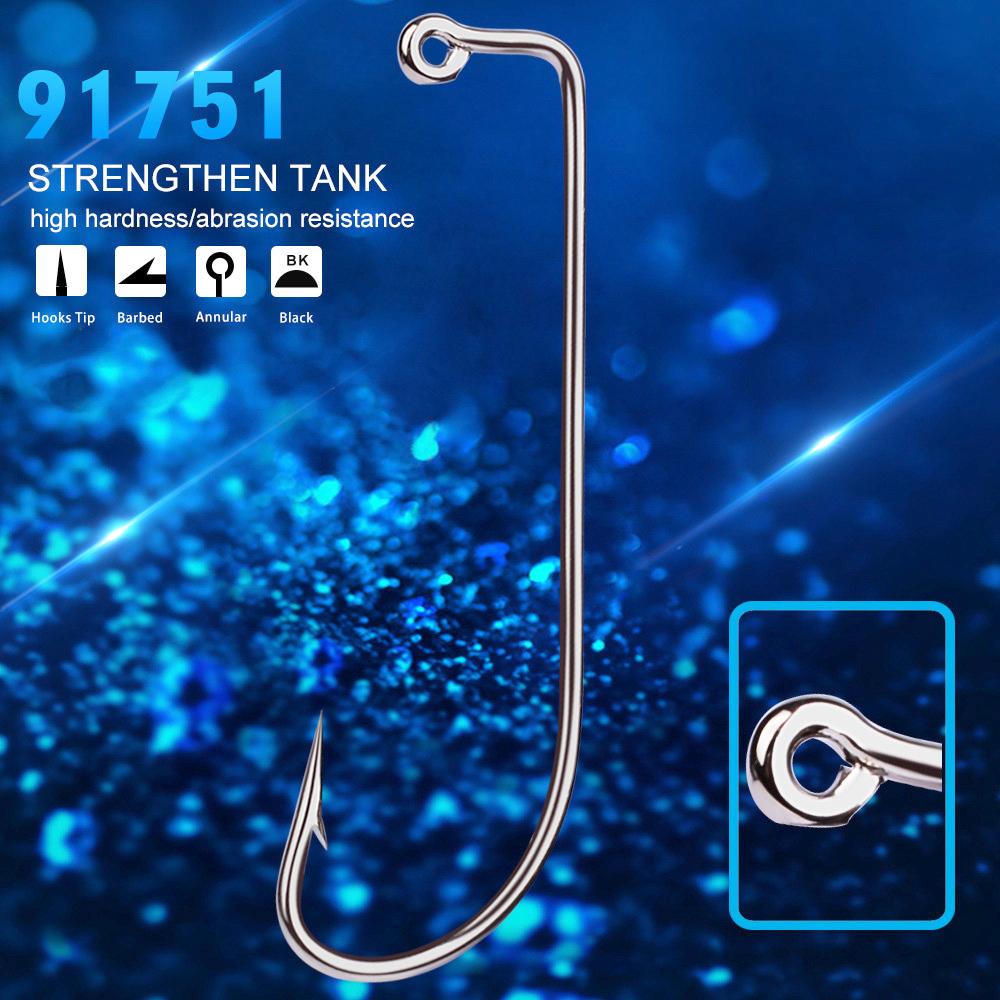 Lot 50pcs Jig Fishing Hooks 72A High Carbon Steel Silvery Fishhook Barbed Annular Sharpened Tip Hook Saltwater Bass 2#-5/0#