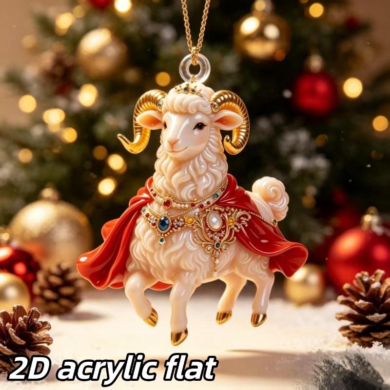 1Pcs Sheep Shaped Flat Acrylic Car Rearview Mirror Hanger Aesthetic Pendant for Auto Interior Home Shelf Decor