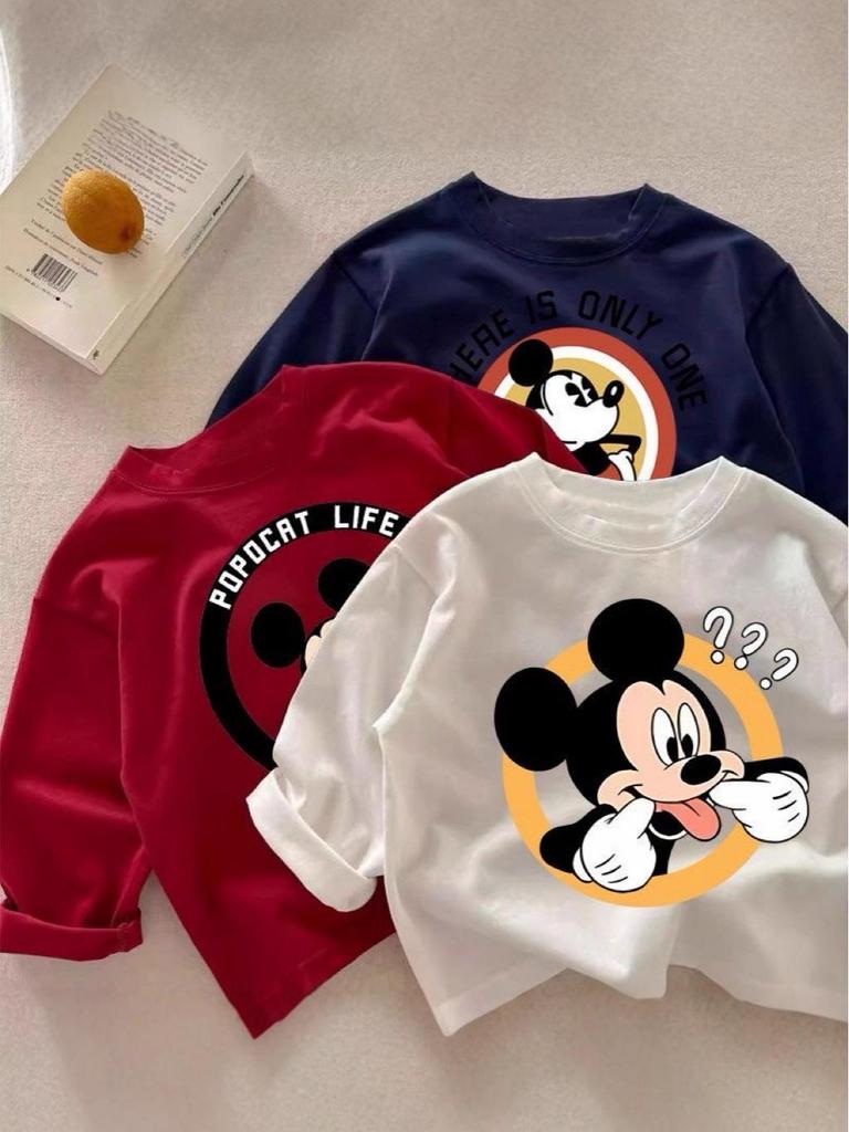 Neues Cartoon-Baumwoll-Langarmshirt für Kleinkinder & Kinder - Unisex, Personalisiert, Vielseitig für Frühling/Herbst.