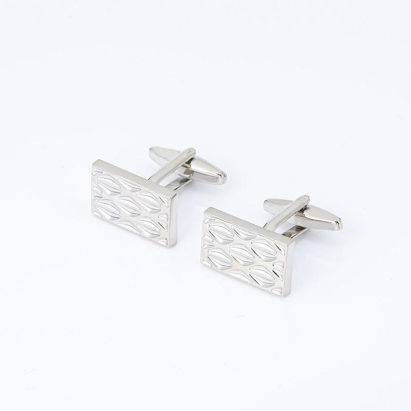 Electroplated Silver Rectangular Patterned Metal Cufflinks Fashionable Men s Shirts CL-0475