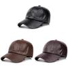 Pu Leather Baseball Cap With Embossed Design For Autumn Winter Outdoor Men