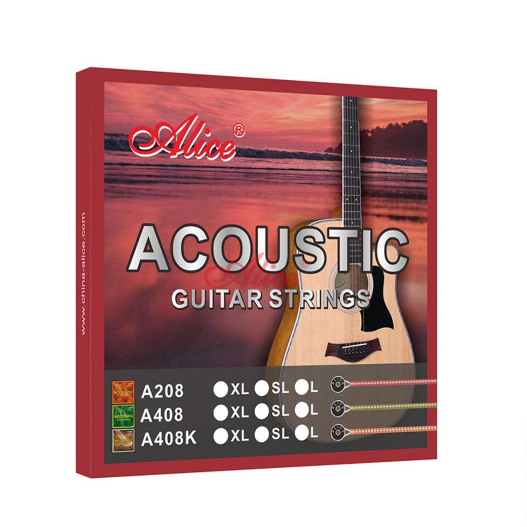 Alice A208SL/L Folk Guitar String Set, .011/.012 Steel Strings for Wooden Guitars