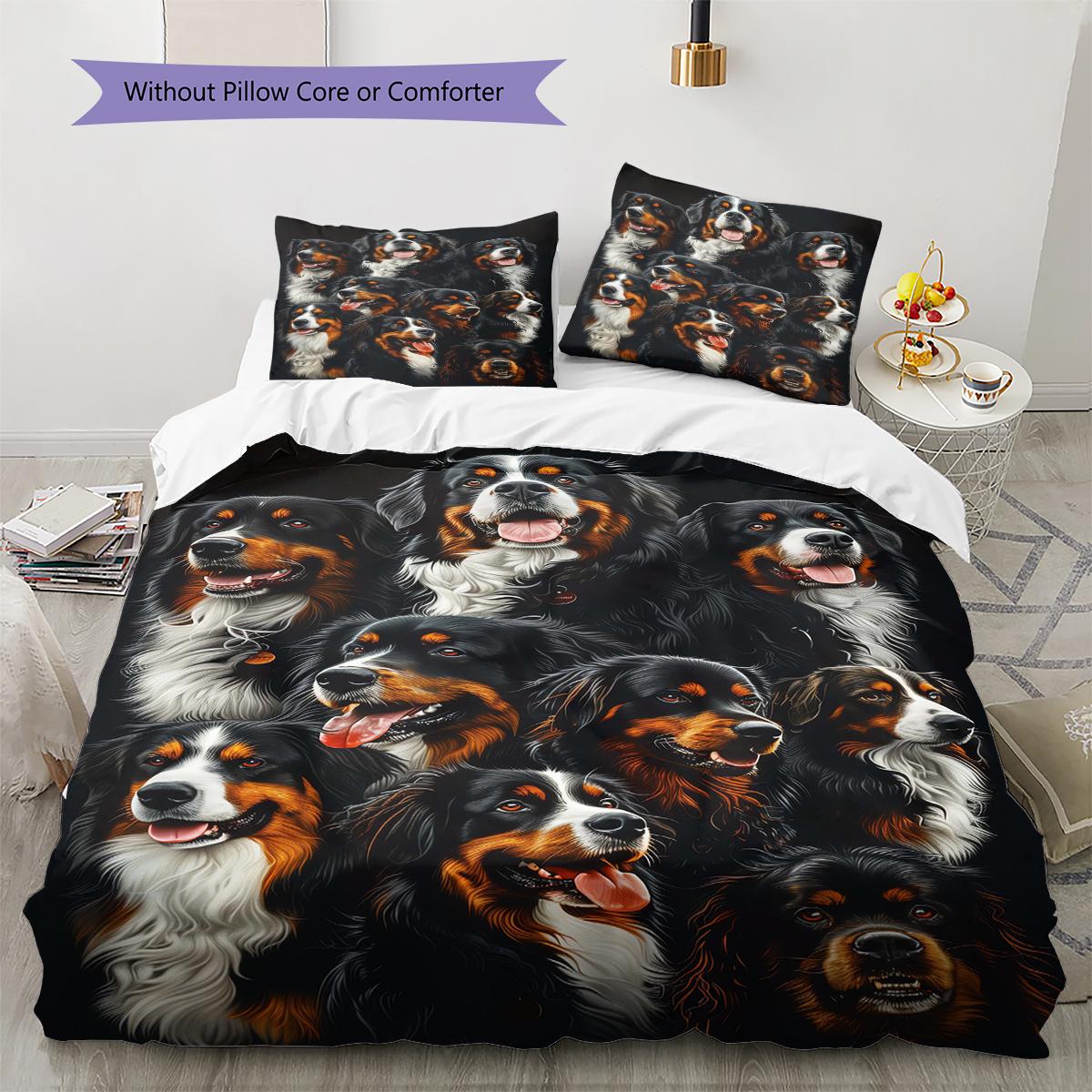 

Bernese Dog Pattern Bedding Quilt Set Quilt Cover Pillowcase Home Decoration Gift (1 * duvet cover + 2 * pillowcase, without core) 135x200cm