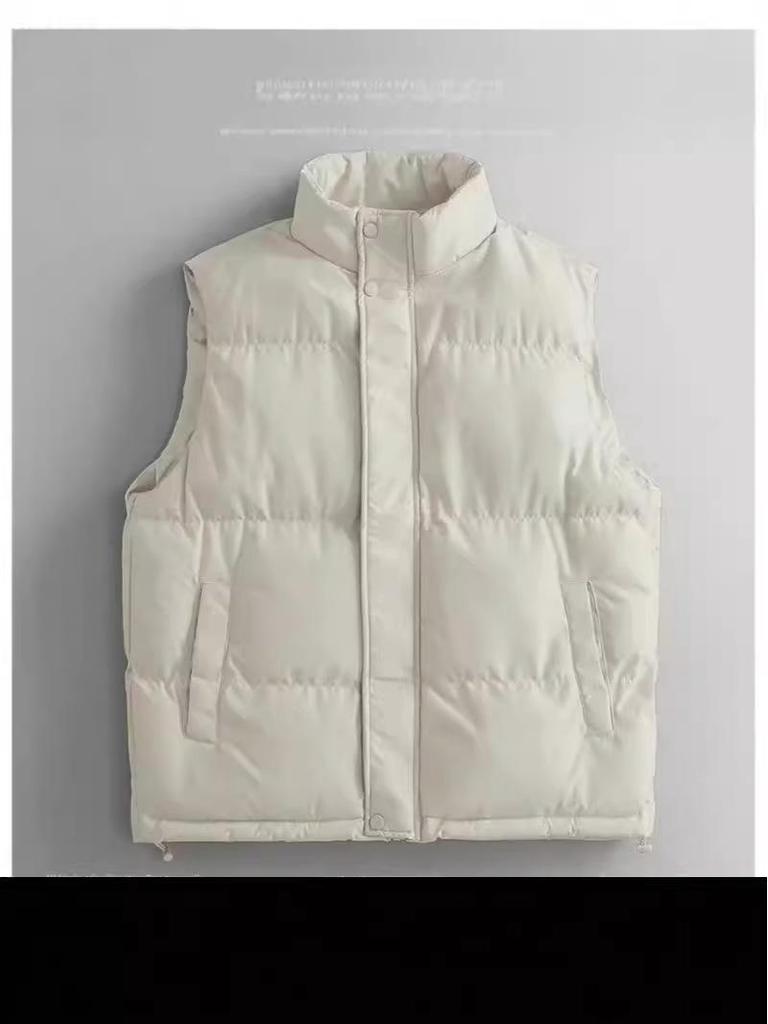 Gilet d'hiver pour homme à col montant: Couleur unie, Style collège tendance, Sans manches, Décontracté.