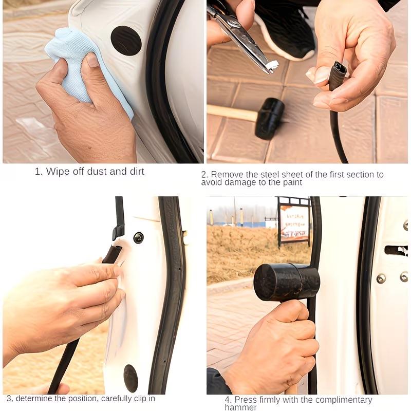 1PC 5m/196.85inch U Edge Banding Car Door Protection Strip Decorative Frame Bar Crashproof Strip Rubber Vehicle Sealing Decor