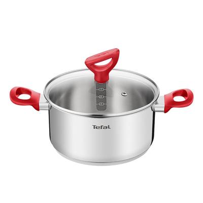 Edition Red Stainless Steel Induction Stewpot (18cm, 2.0L) Dishwasher Oven Safe No PFOA Silver