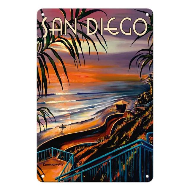 Vintage City View Metal Tin Signs  Landscape Plaque Wall Decoration Posters for Man Cave Home Cafe Garden Club Bar  Iron Pain