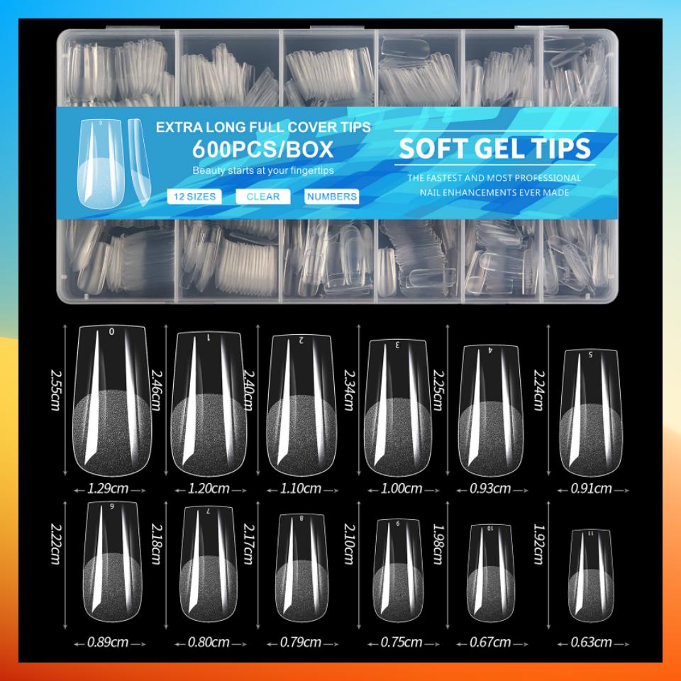 

600 шт. Мягкий гель X Типсы для ногтей, полное покрытие, накладные ногти #04