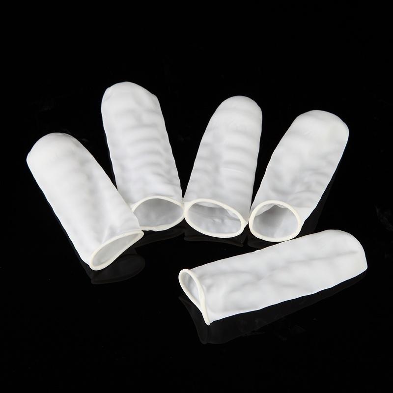 100 Pcs Thimbles Nail Art Latex Rubber Gloves Protective Protector Cover Fingertip White Small Tools