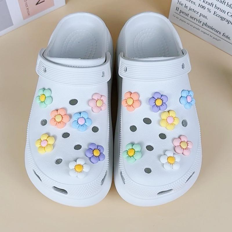 14PCS Fashion Shoe Charms Set Accessories Hole Shoe Buckle Cute Colorful Flowers Resin DIY Shoes Decorations for Bogg Bag
