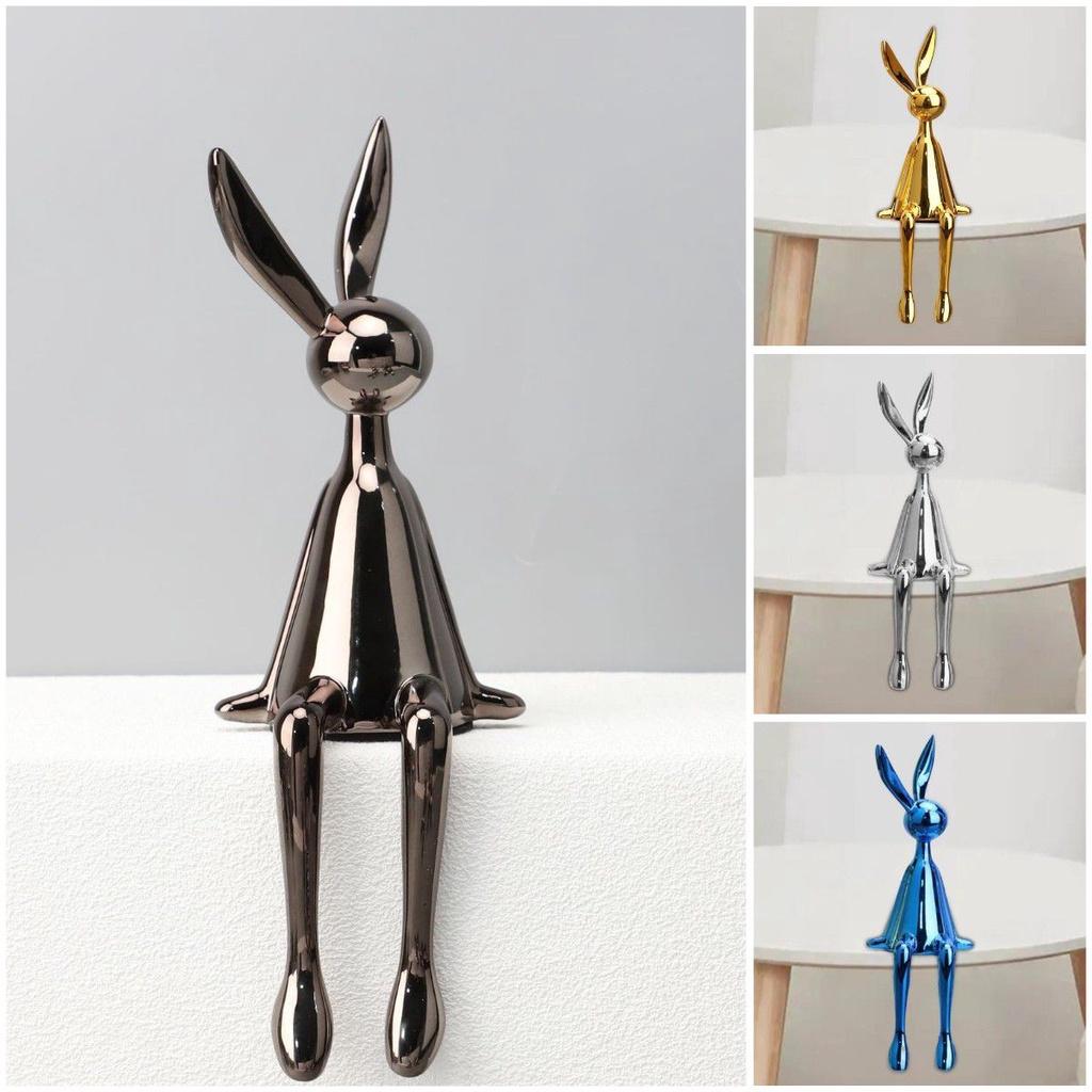 Moderne minimalistische galvanisierte Harz-Hasenstatue für Heimdekoration