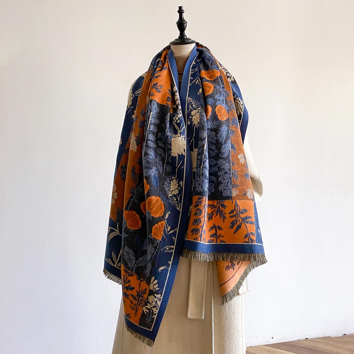 

Роскошный ультрамягкий шарф из имитации кашемира для женщин, зимний утолщенный жаккардовый платок-шаль со стильными узорами