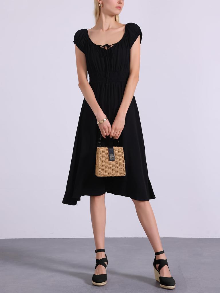 Allegra K Women's Espadrilles, Platform, Closed-Toe, Wedge Heel Sandals, Black, Size 24.5cm